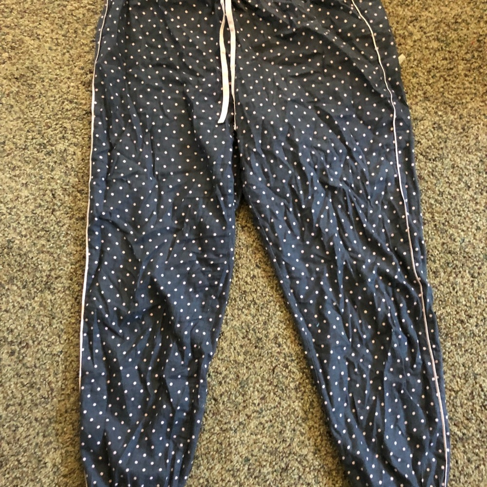 Gray and light pink polka dot pajama pants